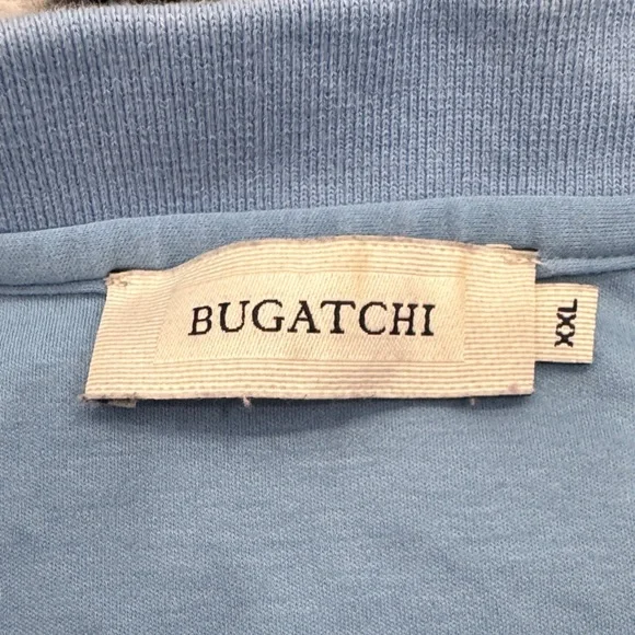 Bugatchi Light Blue Polo Shirt with Striped Collar - Picture 2 of 4
